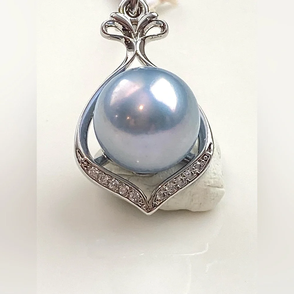 P171-Handmade 12mm Baby Blue Edison Pearl Pendant - Picture 5 of 5